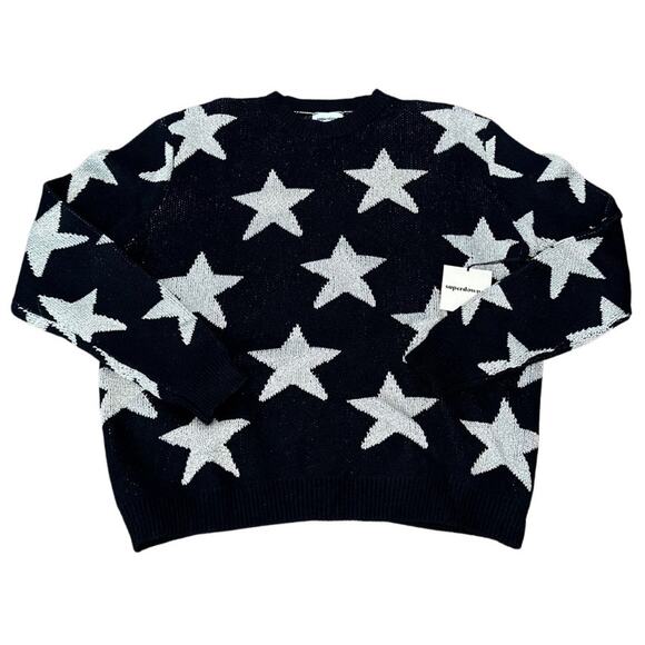 NWT Superdown Rosabel Glitter Star Crewneck Sweater I Large - Picture 1 of 5